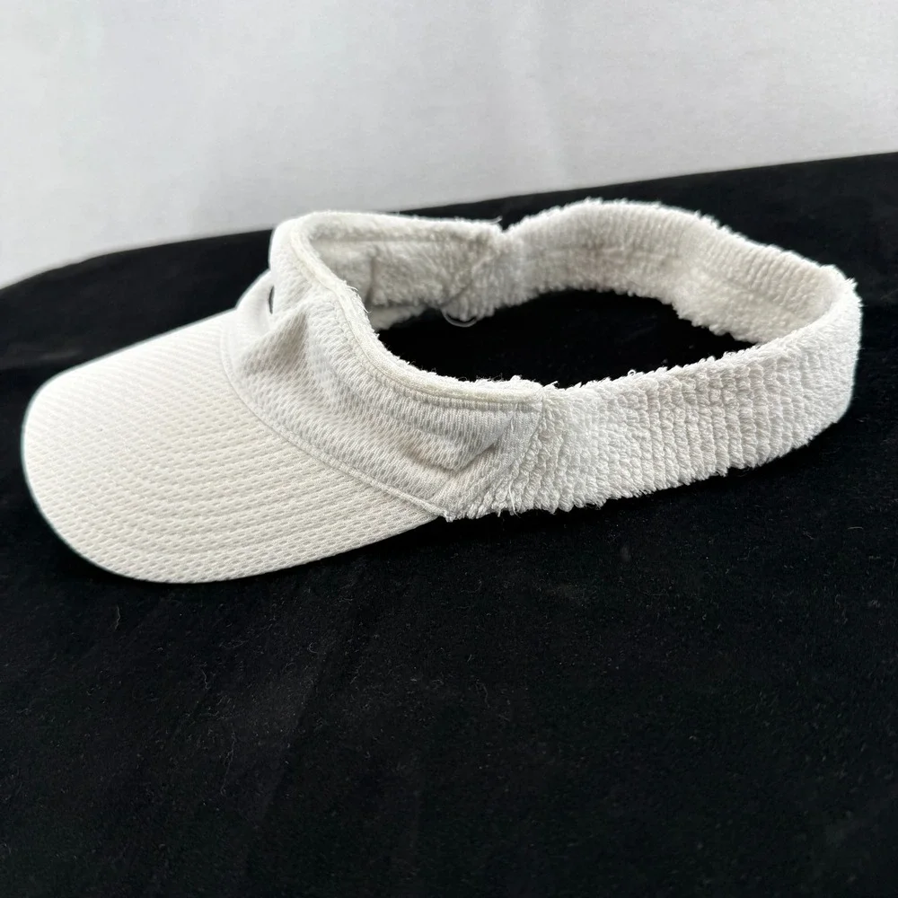 Y2K Nike Mesh Terry Cloth Visor Mens OS White Swoosh Logo Athletic Golf Tennis